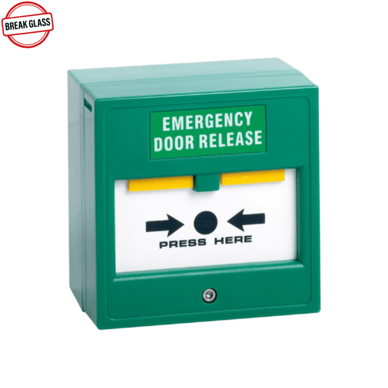 CP22 - Green Resettable Double Pole Break Glass With Yellow Flag