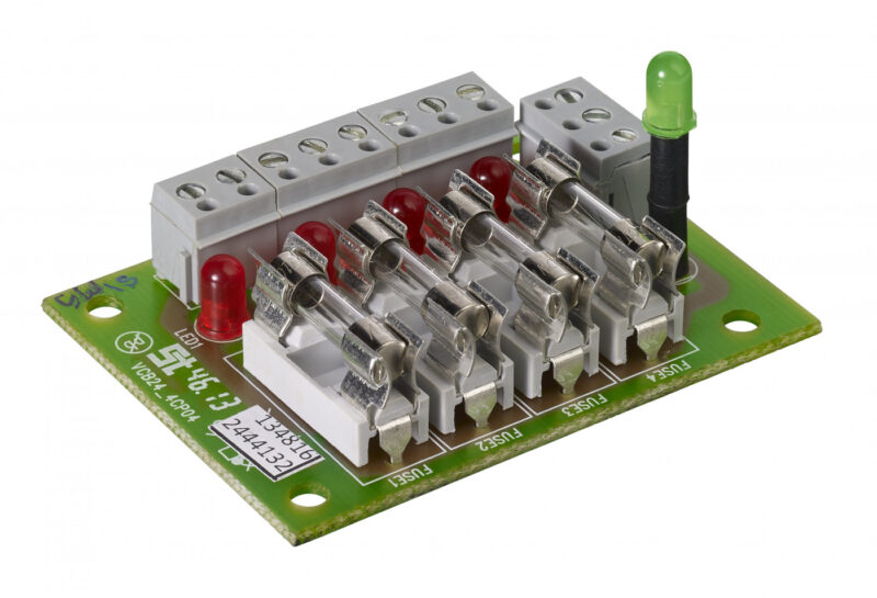 PCB board with 4 individual fused 1 amp outputs