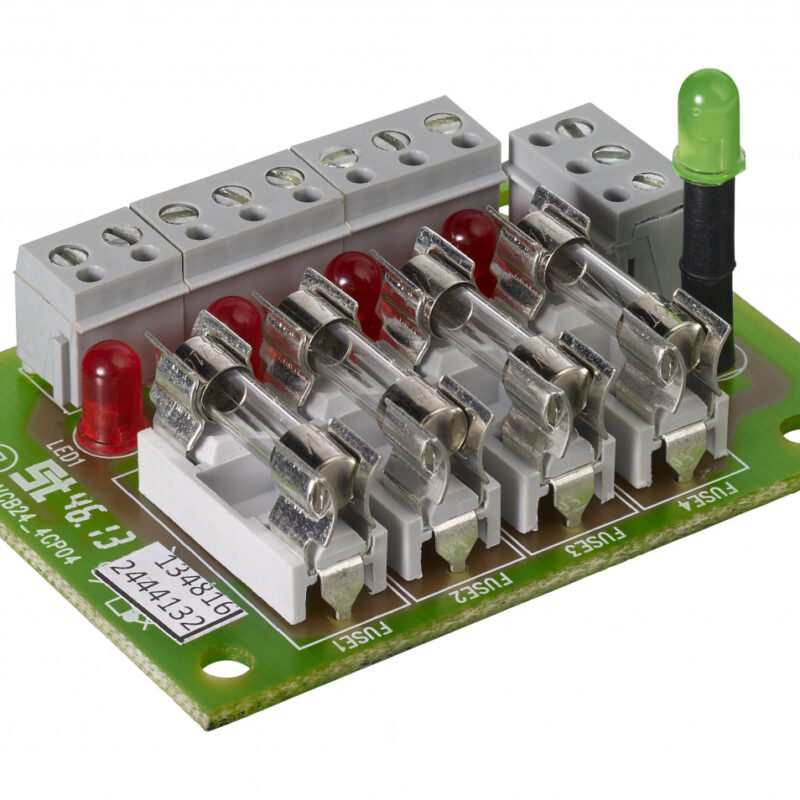 PCB board with 4 individual fused 1 amp outputs